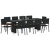 vidaXL Set da Pranzo per Giardino 11 pcs Nero polyrattan