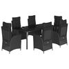 vidaXL Set da Pranzo da Giardino 7 pz Nero con Cuscini in Polyrattan