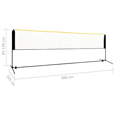 vidaXL Rete da Badminton Regolabile 500x103x94-158 cm in Metallo