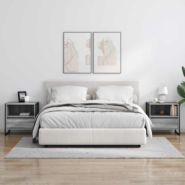 vidaXL Comodino Grigio Sonoma 50 x 39,5 x 50 cm Legno multistrato