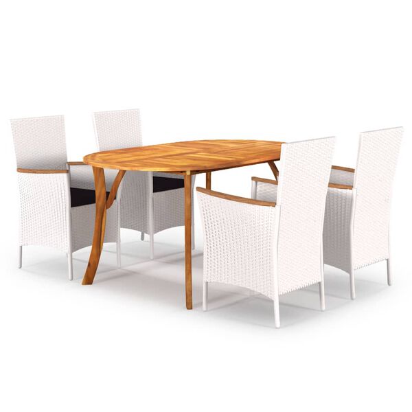 vidaXL Set Mobili da Pranzo per Giardino 5 pz Bianco