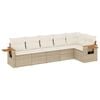 vidaXL Set Divano da Giardino 6 pz con Cuscini Beige in Polyrattan
