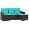 vidaXL Set Divani da Giardino 4 pz con Cuscini Nero in Polyrattan