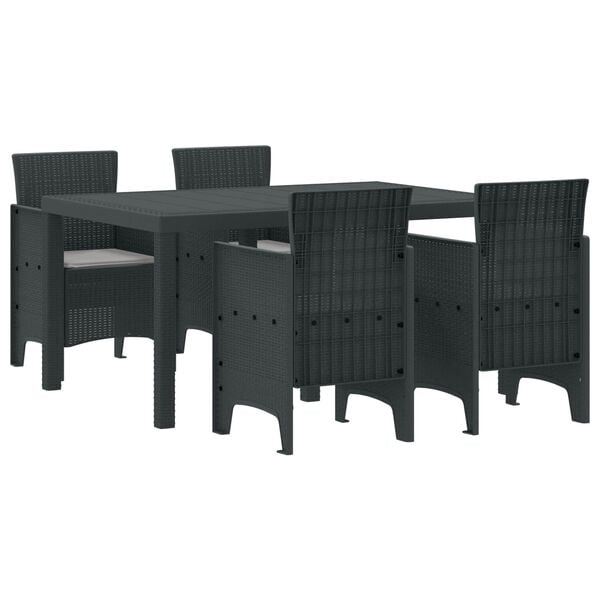vidaXL Set da Pranzo per Giardino 5 pcs Antracite Rattan Polt