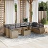 vidaXL Set Divani da Giardino 11 pz con Cuscini Beige in Polyrattan