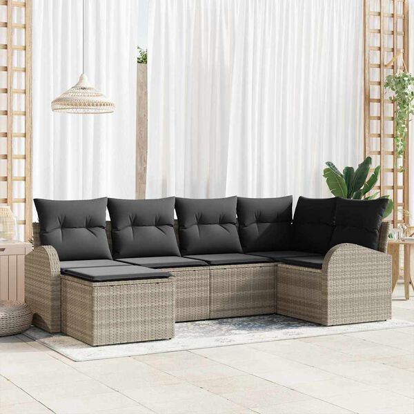 vidaXL Set Divano da Giardino Grigio chiaro polyrattan