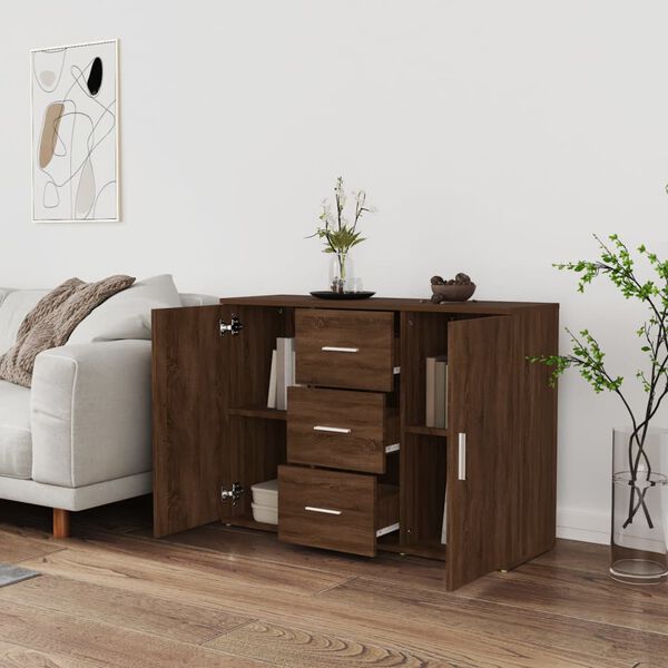vidaXL Credenza Rovere Marrone 91x29,5x65 cm in Legno Multistrato
