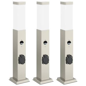 vidaXL Lampioni a dissuasore con sensore e presa 3 pz 50 cm Acciaio Inox IP44