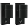 vidaXL Lampada da Parete Esterna 2 pz Nero 6,5 x 10,5 x 16 cm