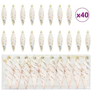 vidaXL Palla a spirale di Natale 40 pz Champagne 3 x 11 cm Plastica