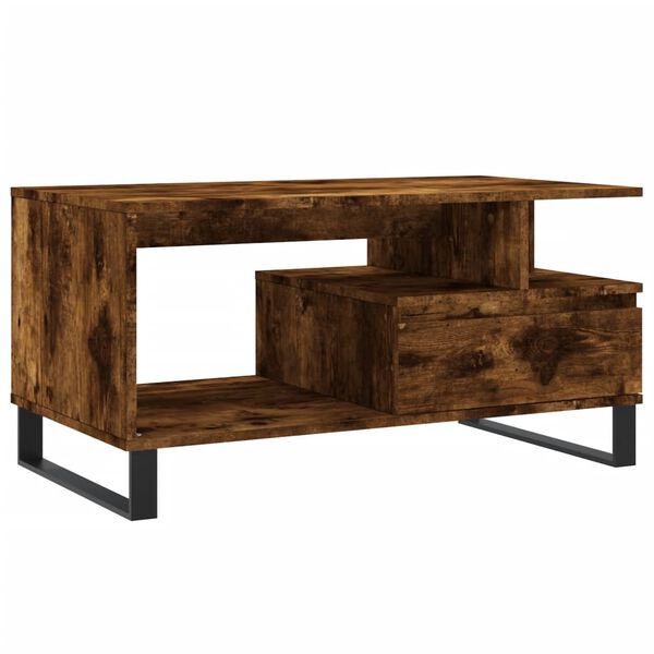 vidaXL Tavolino da Salotto Rovere Fumo 90x49x45 cm Legno Multistrato