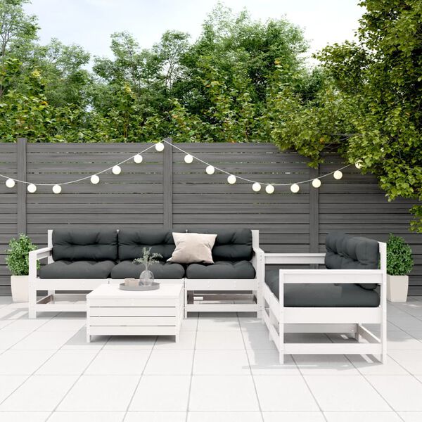 vidaXL Set Salotto da Giardino 6 pz Bianco in Legno Massello di Pino