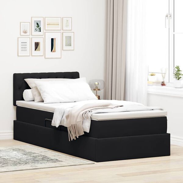 vidaXL Letto con Contenitore con materasso Nero 90 x 200 cm Velluto