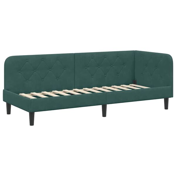 vidaXL Cornice del letto ad angolo Verde Scuro 80 x 200 cm Velluto