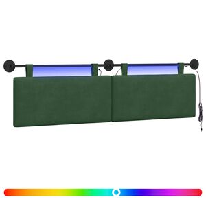 vidaXL Testiera sospesa Con luce LED Verde Giungla Tessuto in Cords