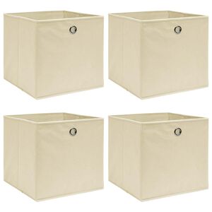 vidaXL Scatole Portaoggetti con Coperchi 4pz Crema 32x32x32 cm Tessuto