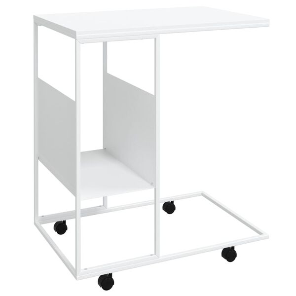 vidaXL Tavolino con Ruote Bianco 55x36x63,5cm in Legno Multistrato
