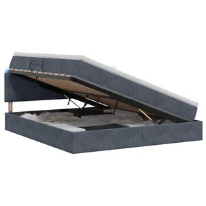 vidaXL Letto con contenitore LED e materasso Grigio Scuro 160 x 200 cm
