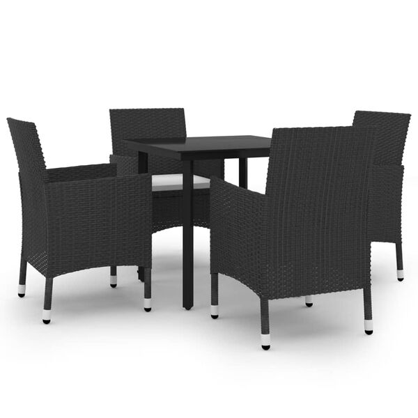 vidaXL Set da Pranzo da Giardino 5 pz con Cuscini Polyrattan e Vetro