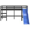vidaXL Letto Soppalco con Scivolo Bambini Nero 80x200cm Massello Pino
