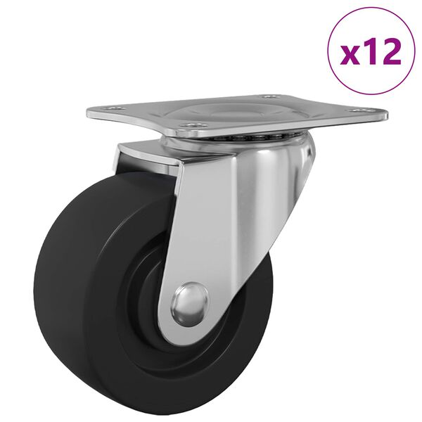 vidaXL Rullo girevole 12 pcs Argento 60 x 60 x 50 mm Ferro e nylon