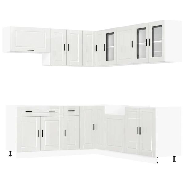 vidaXL Set Mobili da Cucina 11 pz Porto Bianchi Lucido in Truciolato