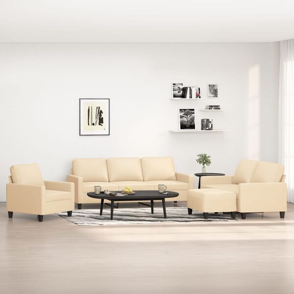 vidaXL Set di Divani 4 pz con Cuscini Crema in Tessuto