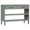 vidaXL Mobile Consolle Gambe Metallo Grigio Legno Massello Pino OSLO