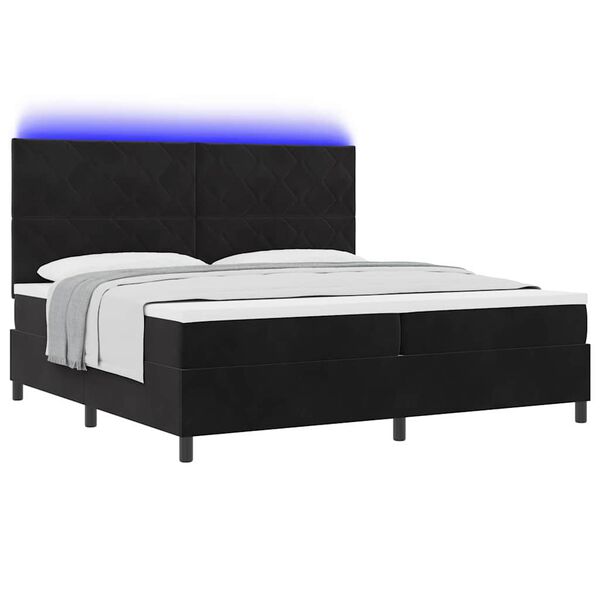 vidaXL Letto a Sorgente LED con materasso Nero 200 x 200 cm Tessuto