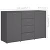 vidaXL Credenza Grigia 120x35,5x75 cm in Legno Multistrato
