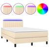 vidaXL Letto a Molle con Materasso e LED Crema 120x190 cm in Tessuto