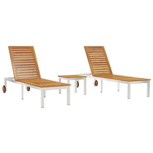 vidaXL Lettino 2-persona 3 pcs Marrone Legno di Acacia Massello