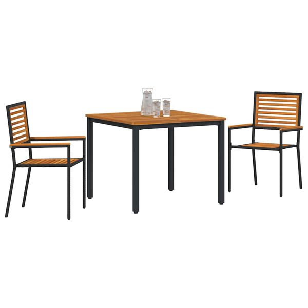vidaXL Set da Pranzo per Giardino 3 pcs Nero e Marrone polyrattan