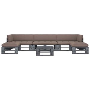 vidaXL Set Divani in Pallet con Cuscini 6 pz in Pino Impregnato Grigio