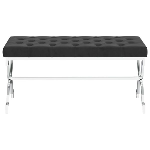 vidaXL Panca 99 cm Nera in Velluto e Acciaio Inossidabile