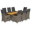 vidaXL Set da Pranzo da Giardino 9 pz con Cuscini in Polyrattan Grigio