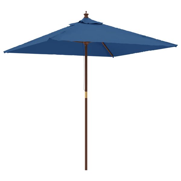 vidaXL Ombrellone da Giardino con Palo in Legno Azzurro 198x198x231 cm