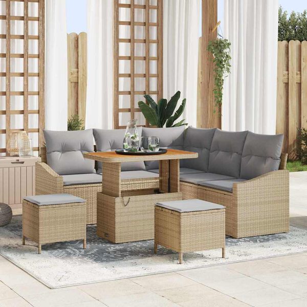 vidaXL Set Divano da Giardino con cuscino 8 pcs Beige e Grigio Chiaro
