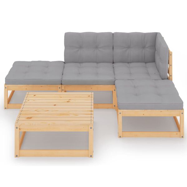 vidaXL Set Divani da Giardino 5 pz con Cuscini Legno Massello di Pino