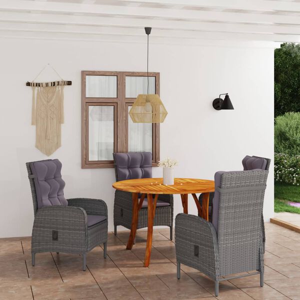 vidaXL Set Mobili da Pranzo per Giardino 5 pz Nero