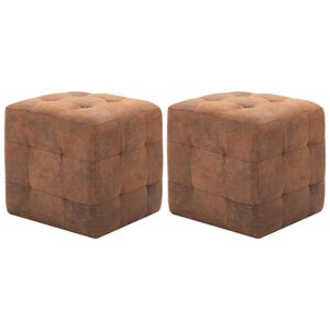 vidaXL Comodini 2 pz Marrone 30x30x30 cm in Similpelle Scamosciata