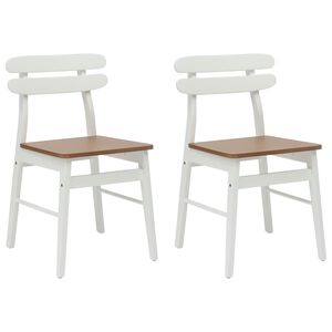 vidaXL Sedia da pranzo 2 pcs Bianco e Naturale Legno di gomma solido