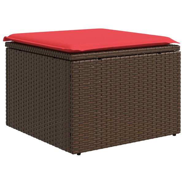 vidaXL Sgabello da giardino con cuscino marrone 55x55x37 cm in polyrattan
