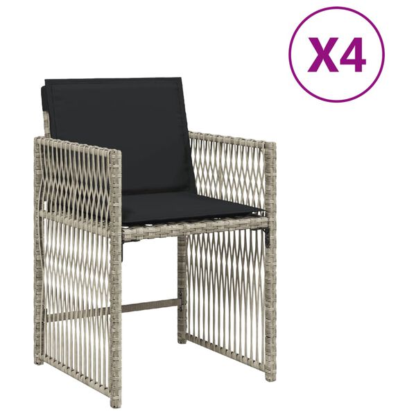 vidaXL Sedie da Giardino con Cuscini 4 pz Grigio Chiaro in Polyrattan