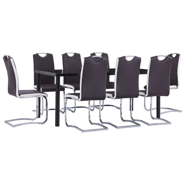 vidaXL Set Sala da Pranzo 9 pz in Similpelle Marrone