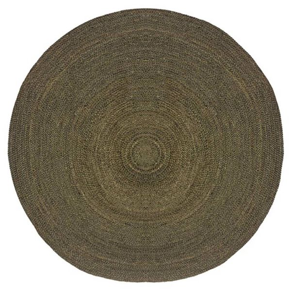 LABEL51 Tappeto Jute Rotondo 180x180 cm XXL Verde Militare