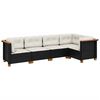 vidaXL Set Divani da Giardino 5 pz con Cuscini in Polyrattan Nero