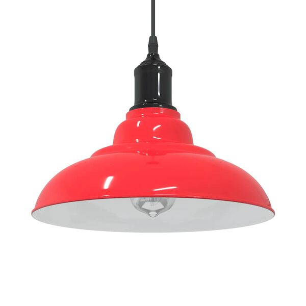 vidaXL Lampada Sospensione Regolabile E27 Rosso Lucido &Oslash;31 cm Metallo