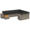 vidaXL Set Divano da Giardino 10 pz con Cuscini Grigio in Polyrattan