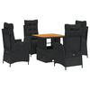 vidaXL Set da Pranzo da Giardino 5 pz Nero con Cuscini in Polyrattan